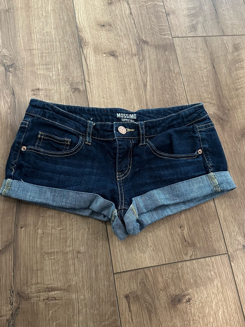 Mossimo Supply Co. Dark Blue Denim Rolled Hem Jean Shorts